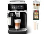 PHILIPS Kaffeevollautomat "EP3343/50 3300 Series, 6 Getränke (heiß oder eisgekühlt)", schwarz (weiß, schwarz), B:24,6cm H:37,1cm T:43,3cm, Kaffeevollautomaten, LatteGo-Milchsystem, SilentBrew Technologie, Kaffeevollautomat, Topseller