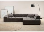 Ecksofa HOME AFFAIRE "Ancona, Ecksofa, incl. Kopfteilverstellung, Breite 319 cm, L-Form", grau (stone), B:319cm H:70cm T:215cm, Struktur (85% Polyester, 15% Viskose);Luxus-Microfaser weich (98% Polyester, 2% Nylon);Velours (100% Polyester), Sofas, Ecksofa, wahlweise motorische Sitztiefenverstellung, auch in Cord + Easy Care