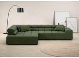 Ecksofa HOME AFFAIRE "Ancona, Ecksofa, incl. Kopfteilverstellung, Breite 319 cm, L-Form", grün (oliv), B:319cm H:70cm T:215cm, Struktur (85% Polyester, 15% Viskose);Luxus-Microfaser weich (98% Polyester, 2% Nylon);Velours (100% Polyester), Sofas, Ecksofa, wahlweise motorische Sitztiefenverstellung, auch in Cord + Easy Care