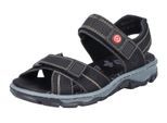 Sandale RIEKER, Damen, Gr. 38, schwarz, Lederimitat, Schuhe Sandale, Sommerschuh, Outdoorschuh, Keilabsatz, in Trekking-Optik