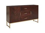 Mid.you Sideboard , Goldfarben, Walnussfarben , Holz, Metall , Mangoholz,Mangoholz , vollmassiv,vollmassiv , Holz , 2 Fächer , 3 Schublade(n) Schubladen , 145x85x40 cm , stehend , Kleinmöbel, Kommoden, Sideboards