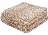 Wohndecke GÖZZE "Leopard", weiß, B:150cm L:200cm, Kunstfaser, Wohndecken, Wohndecke, mit Leopardenmuster, Kuscheldecke