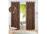 Gardine OTTO HOME "Quinnton", braun (braun, goldfarben), B:140cm H:225cm, Polyester, Polyester, Gardinen, Gardine, Blickdicht, 2er-Set, Ösen- Aufhängung, Metallic-Akzente