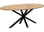 Esstisch OMG DESIGN "Kent", braun (mango, schwarz, mango), B:138cm H:77cm T:85cm, Tische, Esstisch, Hochwertige Melamin-Tischplatte mit Metallgestell