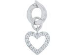 Charm Herz AMOR "2038516", silber (silberfarben, kristallweiß, kristallweiß), Charms, Damen, Silber 925 (Sterlingsilber), mit Zirkonia (synth.)