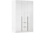 Drehtürenschrank OTTO HOME "Kleiderschrank Schrank Garderobe AGORDO mit Dekor- oder Hochglanzfront", weiß (alpinweiß, hochglanz weiß), Schränke, B/H/T: 136cm x 229cm x 54cm, Griffe Graumetallic, Holzwerkstoff, Drehtürenschrank, mit Außenschubkästen, Serie in 7 Breiten und 2 Höhen MADE IN GERMANY, B:136cm H:229cm T:54cm