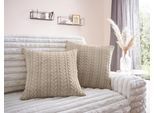 Dekokissen "Trisha, 2er Set", beige, B:50cm L:50cm, Baumwolle, LEGER HOME BY LENA GERCKE, Dekokissen_Sitzkissen_Kissenhüllen, Modernes Strickmuster, 50x50, ohne Füllung, Zopfmuster, 2er Set