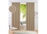 Vorhang OTTO HOME "Raja, Gardinen mit Kräuselband, Vorhänge Wohnzimmer" Gr. 5, beige (hellbraun), B:140cm H:265cm, Polyester, Recyceltes Material, Gardinen, 2er-Set, Bestseller, einfarbig, modern, pflegeleicht, Mikrofaser
