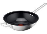 Wok TEFAL "Nordica, beschichtete Wokpfanne Induktion Ø 28 cm, Thermo-Signal", grau (edelstahl), B:29,4cm H:11,5cm L:54,8cm Ø:28cm, Pfannen, Wok, minimalistisches Design, robuster Griff, für alle Herdarten, H87119