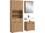 Badmöbel-Set WELLTIME "SIENA, TOPSELLER, Breite 149cm, 3-teiliges Set", braun (artisan eiche nachbildung), B:149cm H:191cm T:34cm, Holzwerkstoff, Kastenmöbel-Sets, Badmöbel-Set, Kombination, Badkombination, Bad-Set, Badezimmerschrank, Bad, Schrank