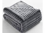 Wohndecke OTTO HOME "Millara", grau, B:150cm L:200cm, Polyester, Wohndecken, Wohndecke, Kuscheldecke in Cord-Optik, 150x200 cm, Wohndecke, Sofadecke