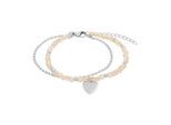 Armband TOM TAILOR "Schmuck Geschenk Edelstahl Herz", edelstahlfarben, apricot, apricot, Armbänder, Damen, 20cm, Edelstahl, Armband, mit Glassteine