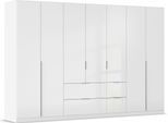 Drehtürenschrank OTTO HOME "Kleiderschrank Schrank Garderobe AGORDO mit Dekor- oder Hochglanzfront", weiß (alpinweiß, hochglanz weiß), Schränke, B/H/T: 315cm x 210cm x 54cm, Griffe Alufarben, Holzwerkstoff, Drehtürenschrank, mit Außenschubkästen, Serie in 7 Breiten und 2 Höhen MADE IN GERMANY, B:315cm H:210cm T:54cm