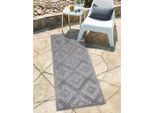 Teppich CARPET CITY "In-& Outdoorteppich Santorini 454, 3D-Effekt, Raute-Optik", grau (anthrazit), B:80cm H:5mm L:250cm, Polypropylen, Teppiche, Teppich, Wetterfest & UV-beständig für Terrasse, Balkon, Küche, Flur