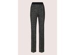 Stoffhose MADELEINE "Schlaghose Baumwollhose mit elastischem Bund", Damen, Gr. 42, N + K Gr, schwarz (schwarz, wollweiß), Obermaterial: 43% Baumwolle CO. 32% Polyester PES. 23% Polyamid PA. 2% Elasthan EL., Modern, normal, Hosen Stoffhose