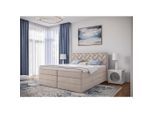 Livetastic , Beige , Textil, Holzwerkstoff , H2 + H3 , 180x200 cm , Bettkasten, gepolstertes Kopfteil, Topper durchgehend, Wendematratze mit unterschiedlichen Härtegraden, Matratze geteilt ,