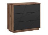Livetastic , Schwarz, Eichefarben , Holzwerkstoff , 3 Schublade(n) Schubladen , 106x93x42.5 cm ,