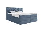 Livetastic , Dunkelblau , Textil, Holzwerkstoff , H3 + H4 , 140x200 cm , Bettkasten, gepolstertes Kopfteil, Topper durchgehend, Wendematratze mit unterschiedlichen Härtegraden, Matratze geteilt ,