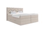 Livetastic , Beige , Textil, Holzwerkstoff , H2 + H3 , 140x200 cm , Bettkasten, gepolstertes Kopfteil, Topper durchgehend, Wendematratze mit unterschiedlichen Härtegraden, Matratze geteilt ,