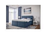 Livetastic , Dunkelblau , Textil, Holzwerkstoff , H3 + H4 , 180x200 cm , Bettkasten, gepolstertes Kopfteil, Topper durchgehend, Wendematratze mit unterschiedlichen Härtegraden, Matratze geteilt ,