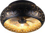 REALITY LEUCHTEN Deckenleuchte "BIDAR mit Ventilator, Deckenventilator mit Licht inkl Fernbedienung", gold, 3, Ø 50cm H: 22cm, 1 Stk., Leuchten, 3 Geschwindigkeiten Timer Vor- & Rücklauf, exkl 3x E27 max 15W, Ø 50cm, Deckenleuchte