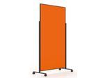 Magnetoplan mobile Moderationstafel VarioPin Black, Hoch-/Querformat, 2-seitig nutzbar, B 1000 x H 1800 mm, Filz/Aluminium, orange/schwarz