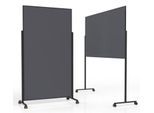 Magnetoplan mobile Moderationstafel VarioPin Black, Hoch-/Querformat, 2-seitig nutzbar, B 1000 x H 1800 mm, Filz/Aluminium, grau/schwarz