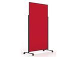 Magnetoplan mobile Moderationstafel VarioPin Black, Hoch-/Querformat, 2-seitig nutzbar, B 1000 x H 1800 mm, Filz/Aluminium, rot/schwarz