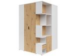 Livetastic Eckkleiderschrank, Weiß, Eiche Artisan, Holzwerkstoff, 4 Fächer, 3 Schublade(n) Schubladen, 136x216x135 cm, Beimöbel erhältlich, Kinder- & Jugendzimmer, Jugendmöbel, Jugendkleiderschränke
