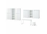 BÜRO-SET MUENCHEN 8-teilig Weiß | Glas & Abschließbar & Soft-Close