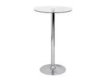 STEHTISCH – Ø 60 cm, Sicherheitsglas, Drehfunktion, Trompetenfuß, Chrom