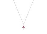 Kette mit Anhänger PRINZESSIN LILLIFEE "Pilz", silberfarben, rosa, pink, Halsketten, Mädchen, Silber 925 (Sterlingsilber), L: 38 B: 1,2mm, B:1,2mm