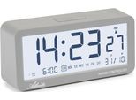 Funkwecker ATLANTA "1879-4", grau, Wecker, Funkwecker, Digitalwecker, Schlafzimmer, Wohnzimmer, Büro, Wochentag, Datum