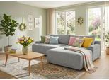 Ecksofa TRENDMANUFAKTUR "Prag, Schlafsofa mit Bettkasten, Couch in L-Form, Breite 253 cm", grau (betongrau), B:253cm H:82cm T:167cm, 92%Polyester, 8%Polyamide, Sofas, Ecksofa, in Cordstoff HYPER, betongrau, Recamiere rechts