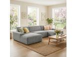 Wohnlandschaft TRENDMANUFAKTUR "Wien, wahlweise mit Sitzvorschub und Bettkasten, Breite 329 cm", grau (betongrau), B:329cm H:73cm T:162cm, 92%Polyester, 8%Polyamide, Sofas, Wohnlandschaft, U-Form, in trendigem Cordstoff