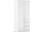 Drehtürenschrank OTTO HOME "Kleiderschrank Schrank Garderobe AGORDO mit Dekor- oder Hochglanzfront", weiß (alpinweiß, hochglanz weiß), B:91cm H:210cm T:54cm, Holzwerkstoff, Schränke, Drehtürenschrank, mit Außenschubkästen, Serie in 7 Breiten und 2 Höhen MADE IN GERMANY