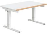 Schreibtisch PAIDI "TEENIO in verschiedenen Ausführungen, mitwachsend & ergonomisch", kreideweiß, eiche massiv, B:120cm T:75cm, Tische, Schreibtisch, höhenverstellbarer Schülerschreibtisch, Platte bis 14 neigbar