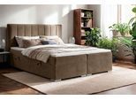 Boxbett HOME AFFAIRE "GALLIPOL mit Bettkästen, Matratze und Topper, Breite 140/160/180/200cm", beige, B:143cm L:209cm, Hartfaserplatte, Holz teilmassiv, Massivholz, Spanplatte, Komplettbetten, Boxbett, Stauraumbett mit Bonnell- oder Taschenfederkernmatratze (H2, H3)