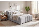 Boxbett OTTO HOME "DORA, Doppelbett inkl. Bettkasten, Federkernbett, Breiten: 160, 180 cm", grau, B:185cm L:220cm, Hartfaserplatte, Kunststoff, Massivholz, Polyester, Spanplatte, Komplettbetten, Boxbett, Boxbett: 5-Z-Taschenfederkern im Unterbau, Härtegrad 3, inkl. Topper