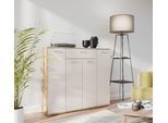 Kommode FORTE "Kombikommode, Stauraum, Einlegeböden verstellbar", kashmir beige, B:139,3cm H:120,7cm T:34,1cm, Holzwerkstoff, Sideboards, Kommode, B/H/T ca.140/120/34 cm, viel Stauraum, PEFC zertifiziert