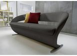 Essbank K+W KOMFORT & WOHNEN "Wave, Polsterbank", grau (zinn), B:204cm H:83cm T:68cm, Bronco: Nappaleder pigmentiert, Dickleder, 1, 3/1, 5mm, mit rustikal gekörnten Narbenbild; 785: Microfaser, 100% Polyester, Sitzbänke, Essbank, in geschwungener Optik mit Metallkufe