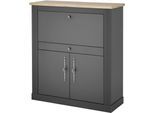 Sekretär OTTO HOME "Westminster, PC-Schrank mit klappbarer Tischplatte, Schreibtisch", dunkelgrau, B:109cm H:120cm T:43cm, Sekretäre, Sekretär, Home-Office-Schreibtisch, Monitor-/Laptopfach, mit Kabelkanal