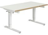 Schreibtisch PAIDI "TEENIO GT in verschiedenen Ausführungen, mitwachsend & ergonomisch", kreideweiß, eiche massiv, B:130cm T:75cm, Tische, Schreibtisch, höhenverstellbarer Schülerschreibtisch, Platte bis 14 neigbar