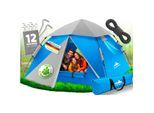 ELONEO Wurfzelt, 2-4 Personen Pop Up Zelt wasserdichtes Campingzelt schnellaufbau Zelt, Blau/Grau