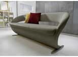 Essbank K+W KOMFORT & WOHNEN "Wave, Polsterbank", beige (zypresse), B:204cm H:83cm T:68cm, Bronco: Nappaleder pigmentiert, Dickleder, 1, 3/1, 5mm, mit rustikal gekörnten Narbenbild; 785: Microfaser, 100% Polyester, Sitzbänke, Essbank, in geschwungener Optik mit Metallkufe