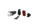 Fahrradbeleuchtung FISCHER FAHRRAD "Akku Bel.-Set BASIC STOP-80 Sensor", schwarz, Fahrradlampen, Fahrradbeleuchtung
