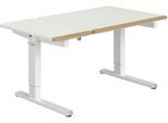 Schreibtisch PAIDI "TEENIO GT in verschiedenen Ausführungen, mitwachsend & ergonomisch", kreideweiß, eiche massiv, B:130cm T:75cm, Tische, Schreibtisch, höhenverstellbarer Schülerschreibtisch, Platte bis 14 neigbar