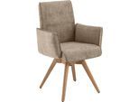 Esszimmerstuhl K+W KOMFORT & WOHNEN "Drehstuhl, Polsterstuhl", beige (sand 35, asteiche natur), B:61cm H:91cm T:62cm, Stühle, Esszimmerstuhl, Armlehnenstuhll mit 360 Drehfunktion massives Holzuntergestell