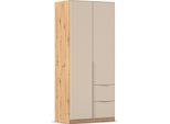 Drehtürenschrank OTTO HOME "Kleiderschrank Schrank Garderobe AGORDO mit Dekor- oder Hochglanzfront", braun (eiche artisan, champagner), B:91cm H:210cm T:54cm, Holzwerkstoff, Schränke, Drehtürenschrank, mit Außenschubkästen, Serie in 7 Breiten und 2 Höhen MADE IN GERMANY