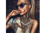 Leinwandbild AFFENGEILEBILDER "Sexy Tattoo Girl auf Keilrahmen gespannt", farbe bild(er): braun,beige,schwarz,rot,blond, B:90cm H:90cm T:2cm, Leinen, Bilder, Leinwandbild, Kunstdruck Wandbild Bild in verschiedenen Formaten